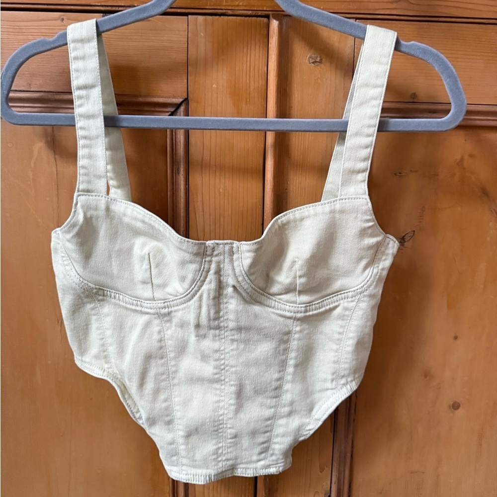 Zara denim corset style chunky strap tank top cropped women’s small